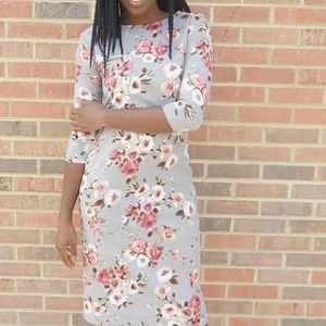 Gray Floral Dress